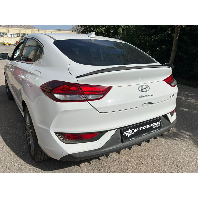 Motordrome, Heckspoilerlippe passend für Hyundai i30 III Fastback inkl. N-Line 2017- (ABS Schwarz glänzend), Unlackiert, Schwarz